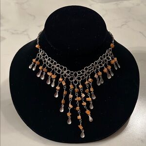 Elegant Silver and Gold Chandelier Necklace